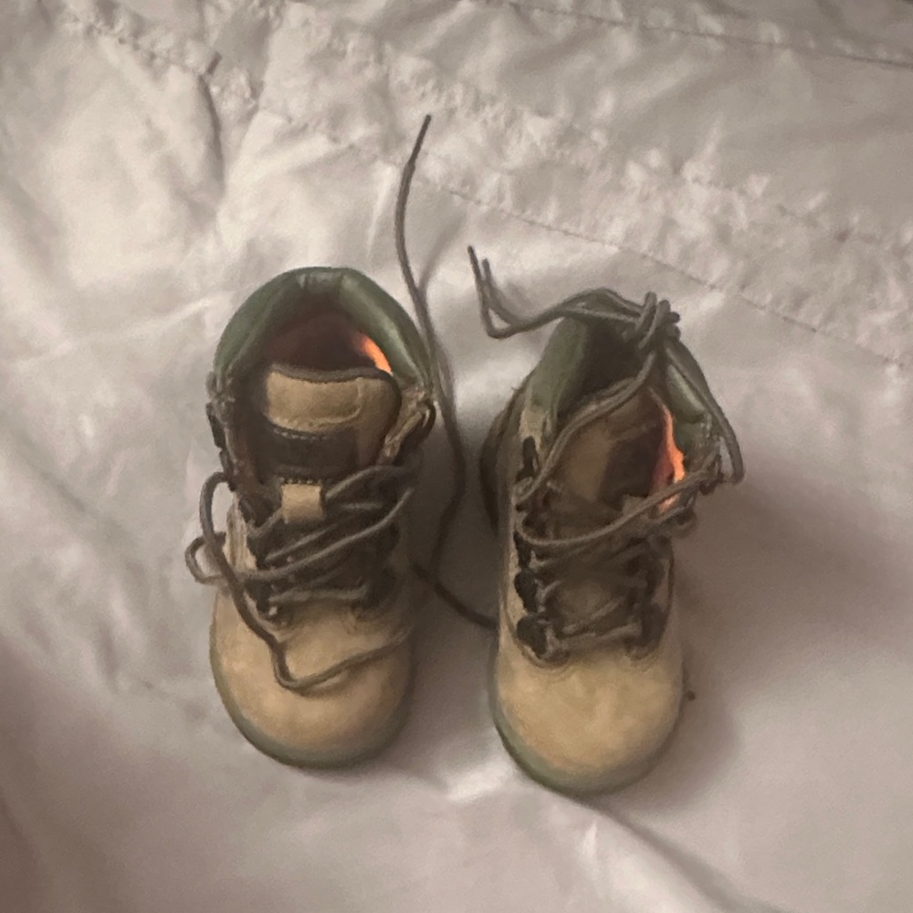 Timberland Kids Tan and Green Boots